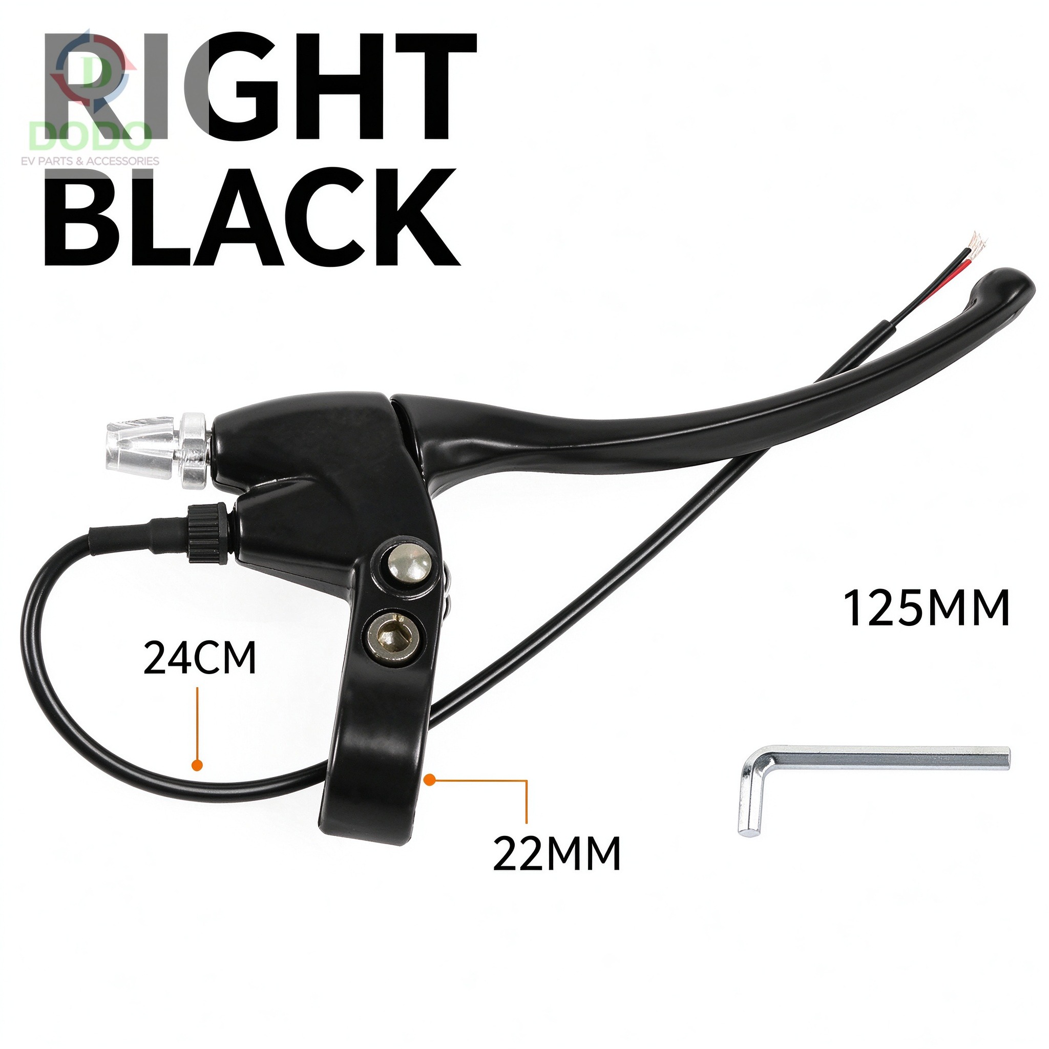 Right black lever dimensions