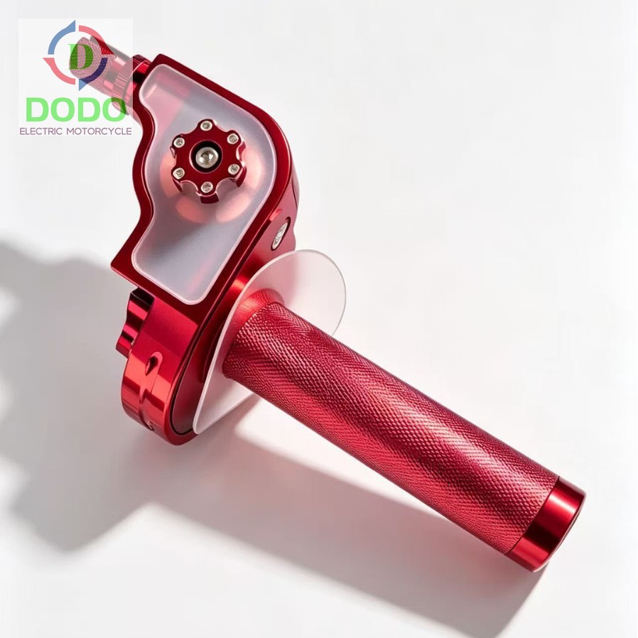 Red throttle angle view with transparent cam mechanism